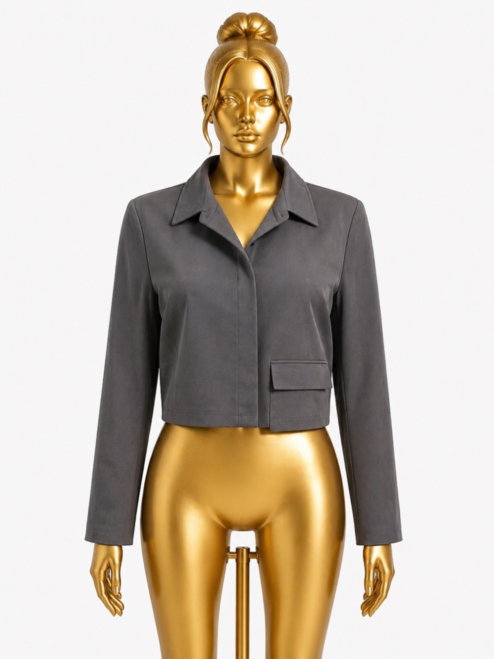 Fashion Nova Gray Cropped Collared Blazer